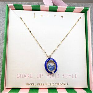 Leith NORDSTROM’S Loose Oval Crystal [Blue] Necklace  NWT